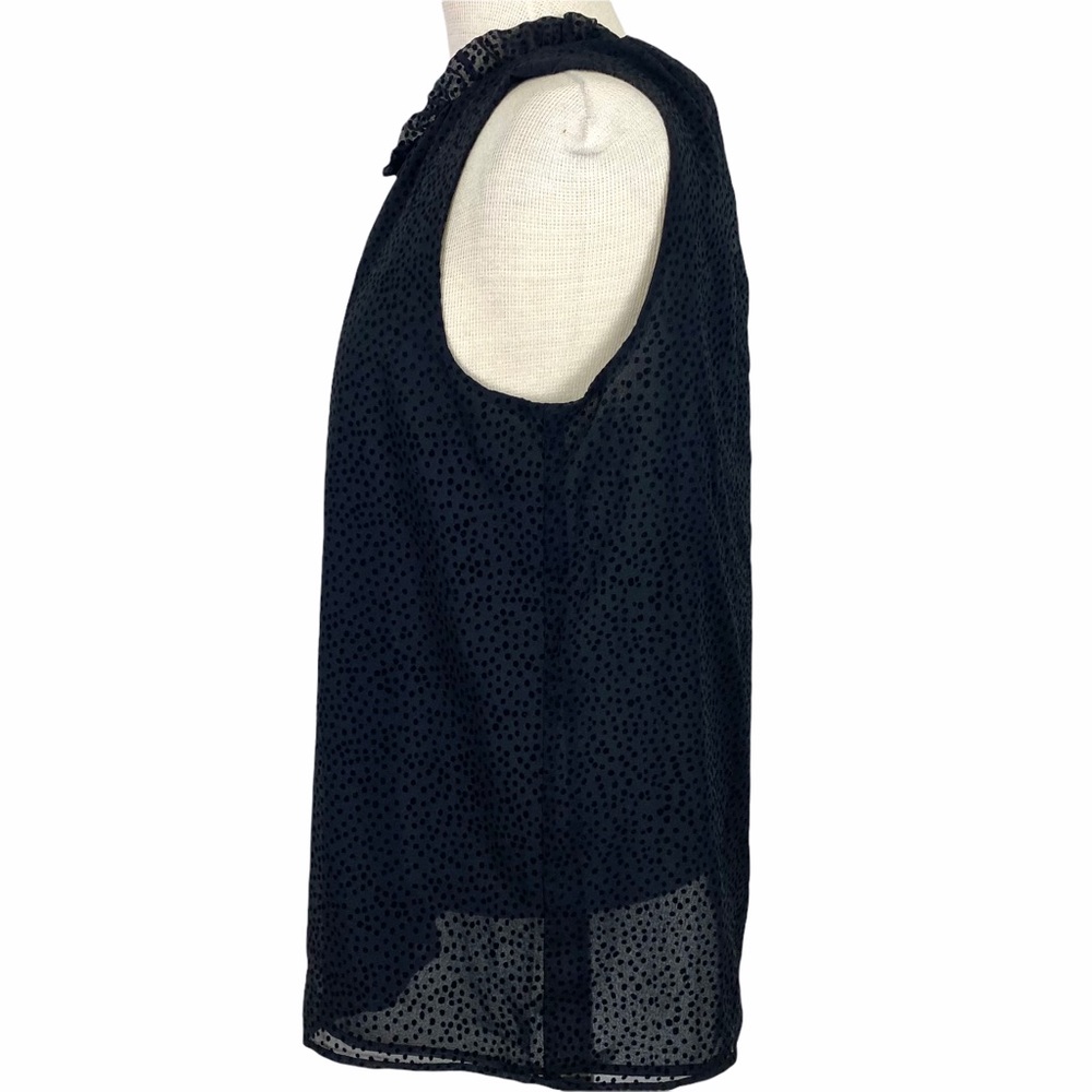 LOFT Black Flocked Swiss Dot Tie Back Top - Picture 4 of 9